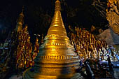 Inle Lake Myanmar. Pindaya, the famous Shwe Oo Min pagoda, a natural cave filled with thousands of gilded Buddha statues. 